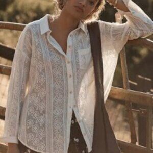 NWT Pilcro lace blouse white XL